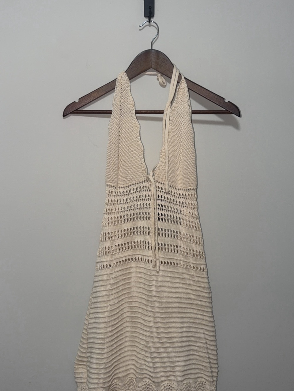 SHEIN Cream Crochet Halter Beach Coverup
